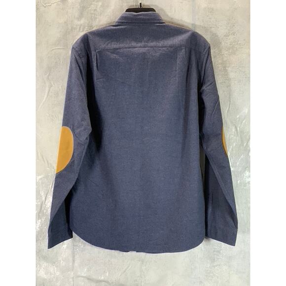 J.CREW Men's Navy Heathered Classic-Fit Elbow Patch Button-Up Workshirt SZ M - Picture 2 of 9